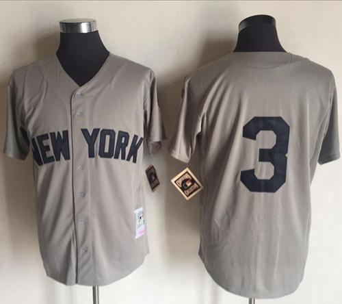 Mitchell And Ness Yankees #3 Babe Ruth Grey Throwback Stitched MLB Jersey